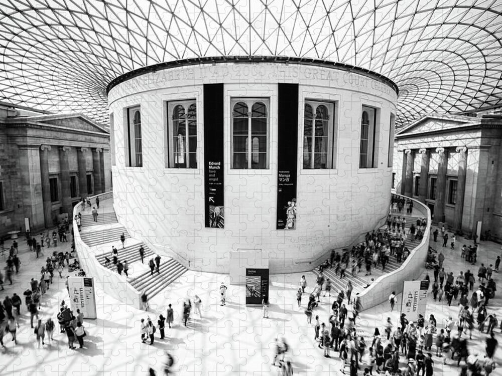 British Museum Jigsaw Puzzle featuring the photograph People at the main hall of the famous British museum in London U by Michalakis Ppalis