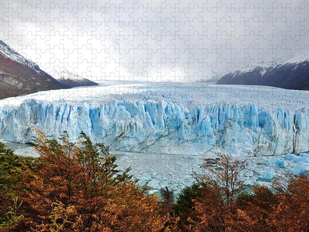 Scenics Jigsaw Puzzle featuring the photograph Perito Moreno Glacier by My1stimpressions.com