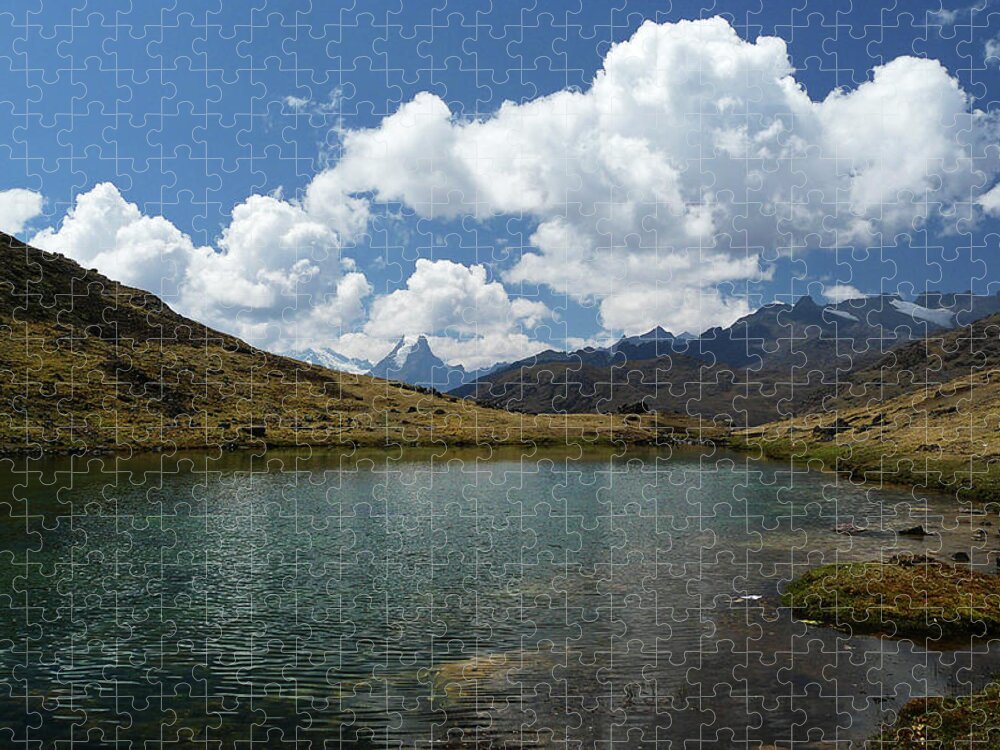 Scenics Jigsaw Puzzle featuring the photograph Peru Lares Trek Lake by Photo, David Curtis