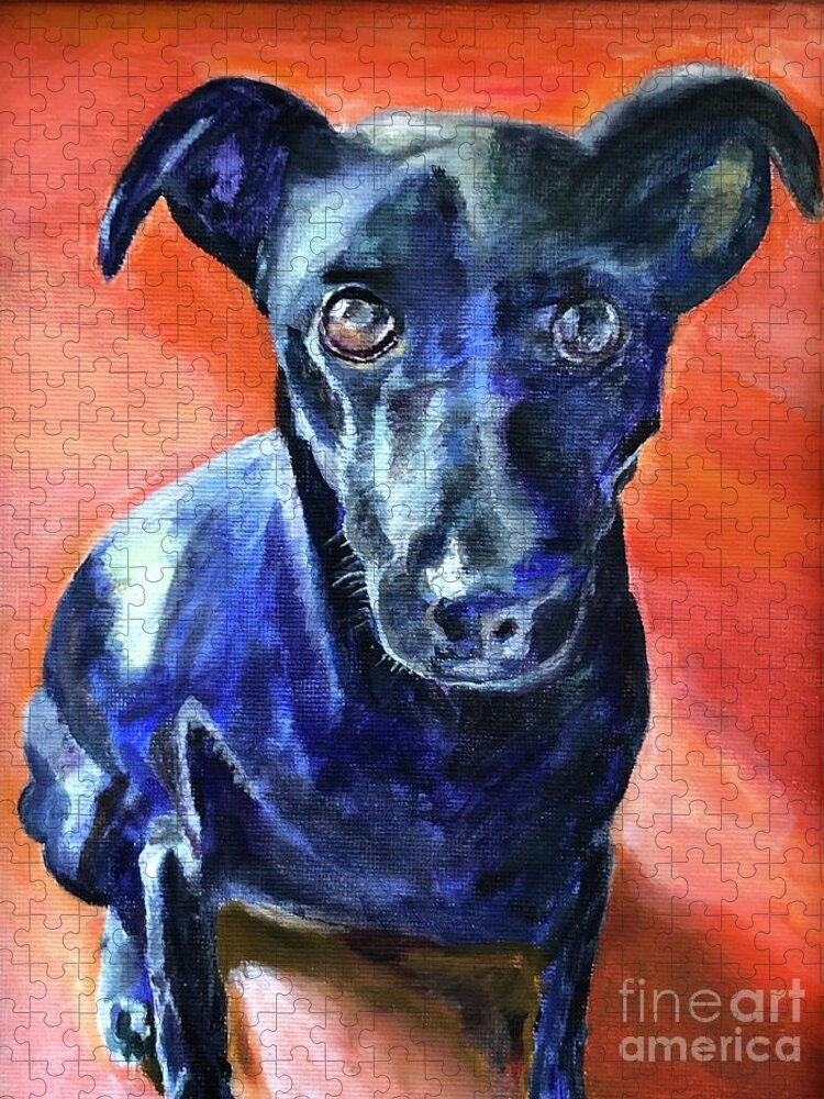 Dog Jigsaw Puzzle featuring the painting Peter by Kate Conaboy