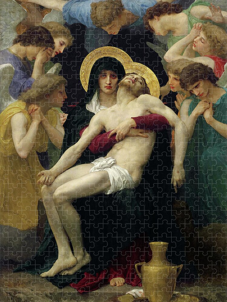 Bouguereau Pieta Jigsaw Puzzle featuring the painting Pieta, 1876 by William-Adolphe Bouguereau