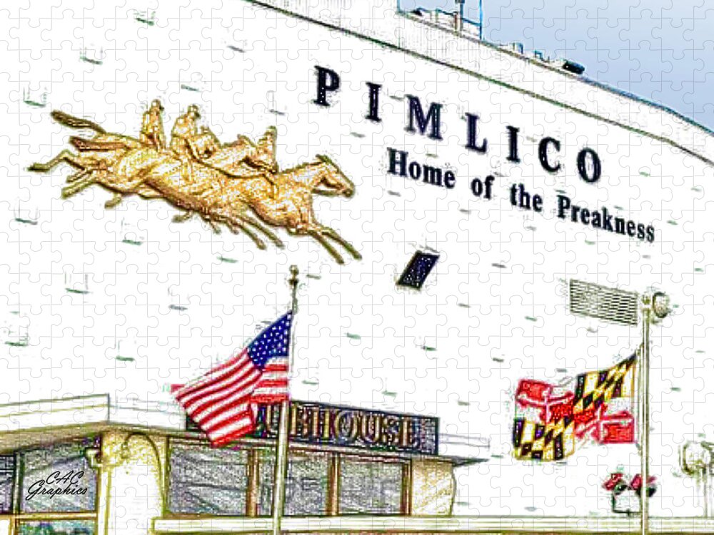 Pimlico. Preakness Stakes Jigsaw Puzzle featuring the digital art Pimlico by CAC Graphics