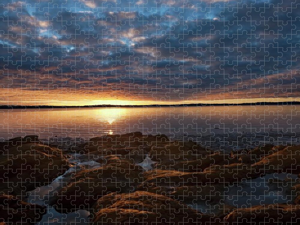 Tranquility Jigsaw Puzzle featuring the photograph Point Chevalier Sunset. Auckland by Robin Bush