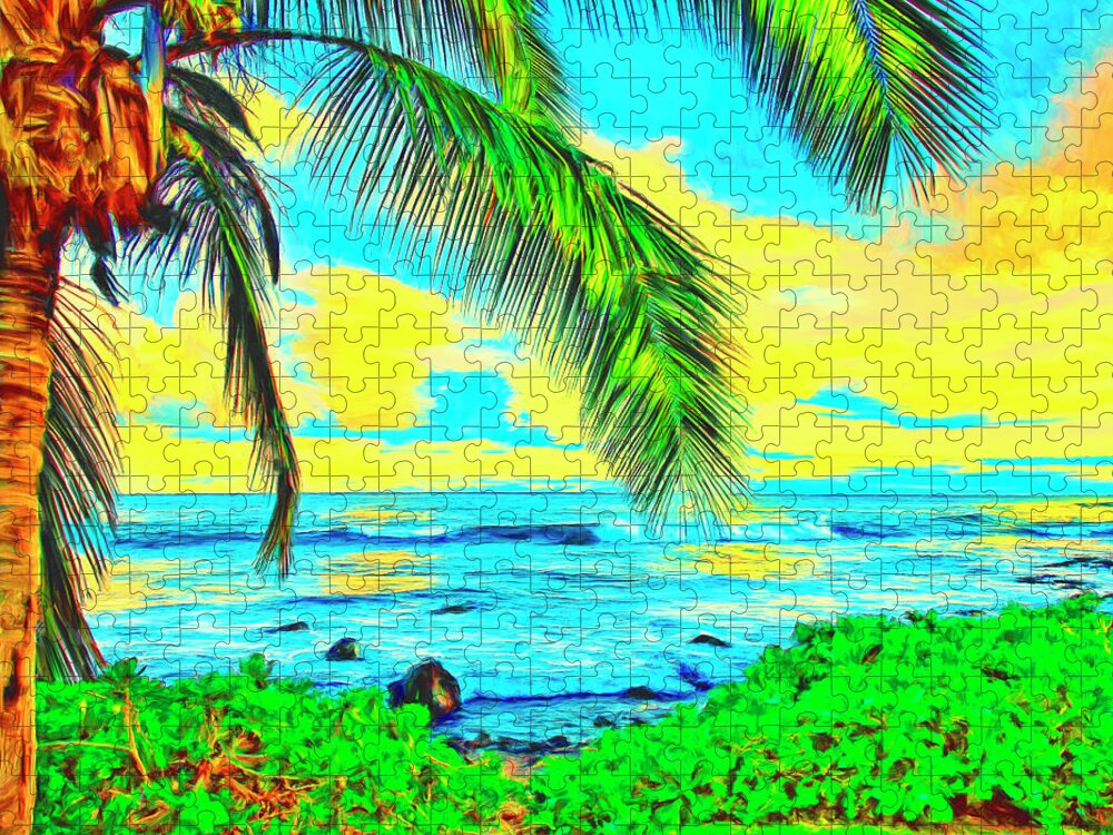 Hawaii Jigsaw Puzzle featuring the painting Poipu Sunrise by Dominic Piperata