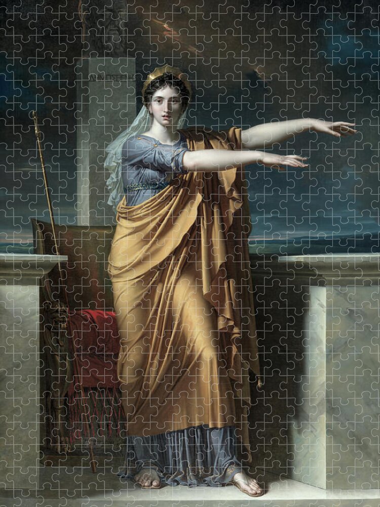 Charles Meynier Jigsaw Puzzle featuring the painting Polyhymnia, Muse of Eloquence, 1800 by Charles Meynier