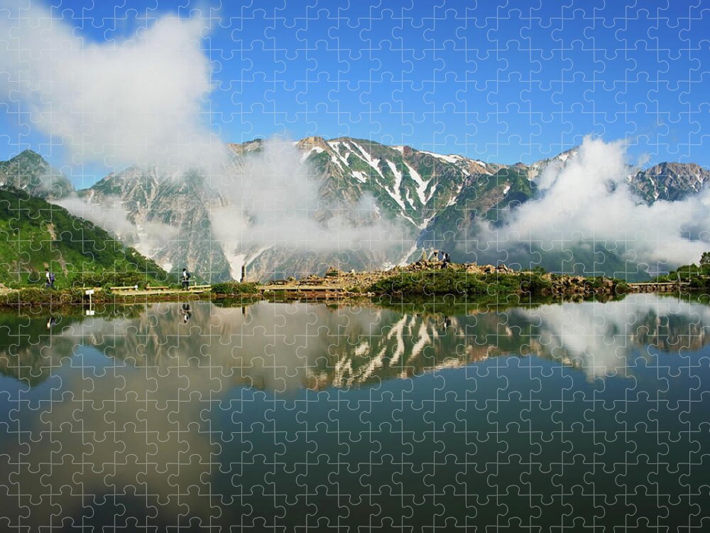 Scenics Jigsaw Puzzle featuring the photograph Pond And Mountaineer by Taken By Chikao Suganuma