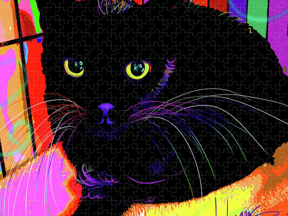 Raven Jigsaw Puzzle featuring the painting pOpCat Sweet Baby Raven by DC Langer