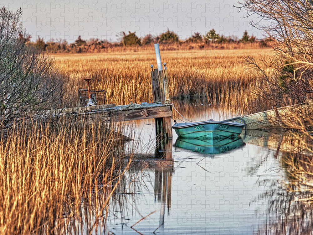 Poquoson Jigsaw Puzzle featuring the photograph Poquoson Marsh Boat by Jerry Gammon