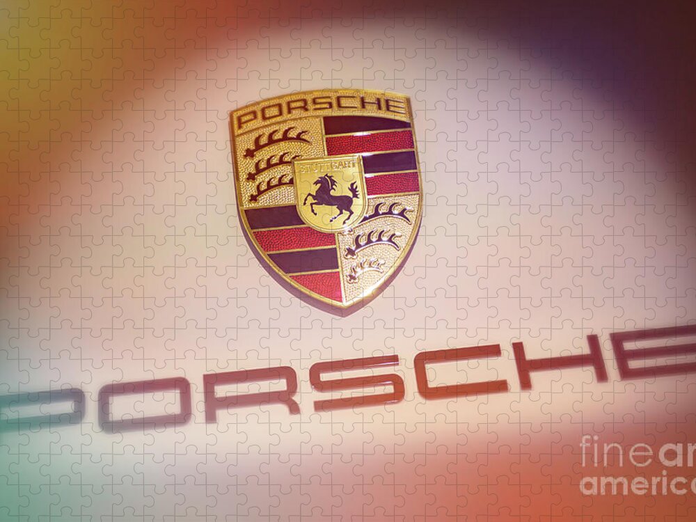 Porsche Logo Jigsaw Puzzle featuring the photograph Porsche Car Emblem Angled by Stefano Senise