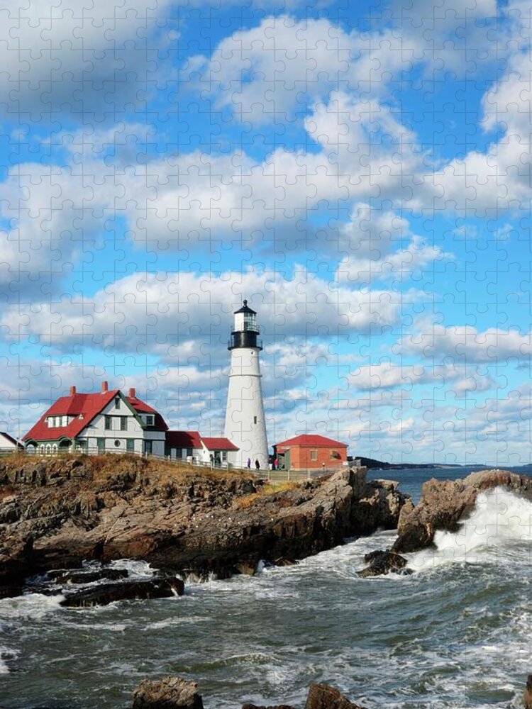 Water's Edge Jigsaw Puzzle featuring the photograph Portland Head Light by Gmnicholas