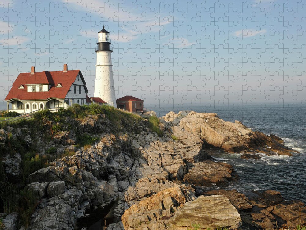 Scenics Jigsaw Puzzle featuring the photograph Portland Head Lighthouse by Aimintang