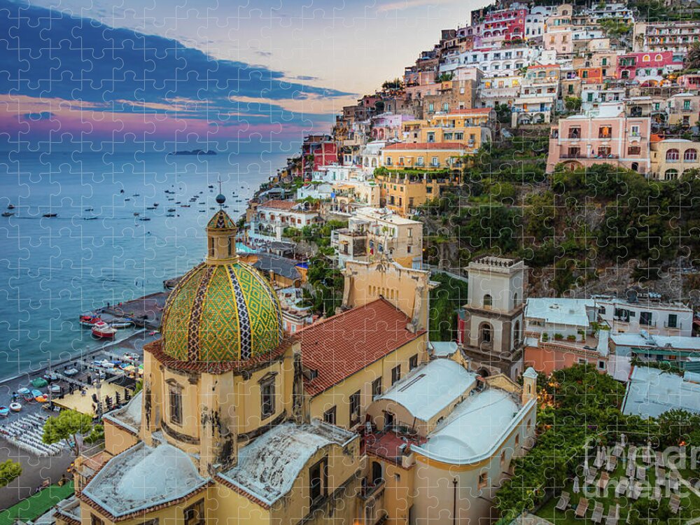 Amalfi Jigsaw Puzzle featuring the photograph Positano Evening by Inge Johnsson