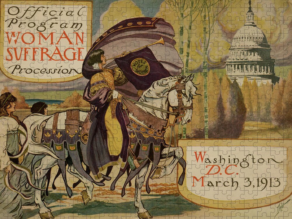 Suffrage Jigsaw Puzzle featuring the painting Printed Program for the Suffrage Procession by Unknown