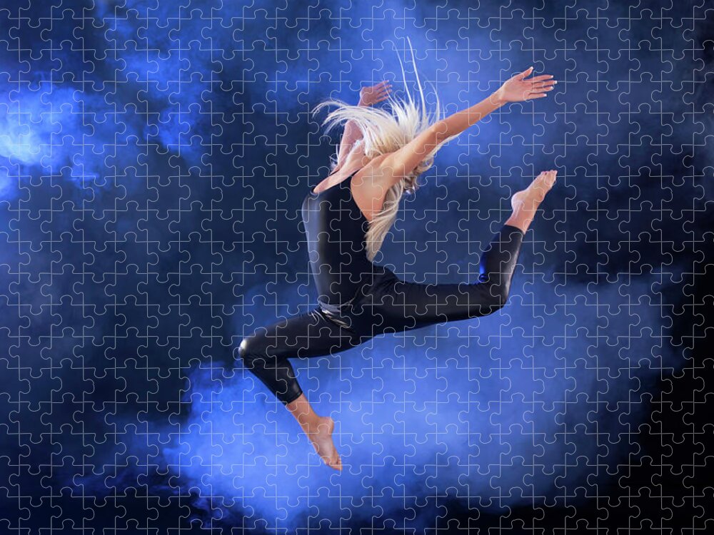Expertise Jigsaw Puzzle featuring the photograph Professional Ballerina Jumping Through by Skynesher