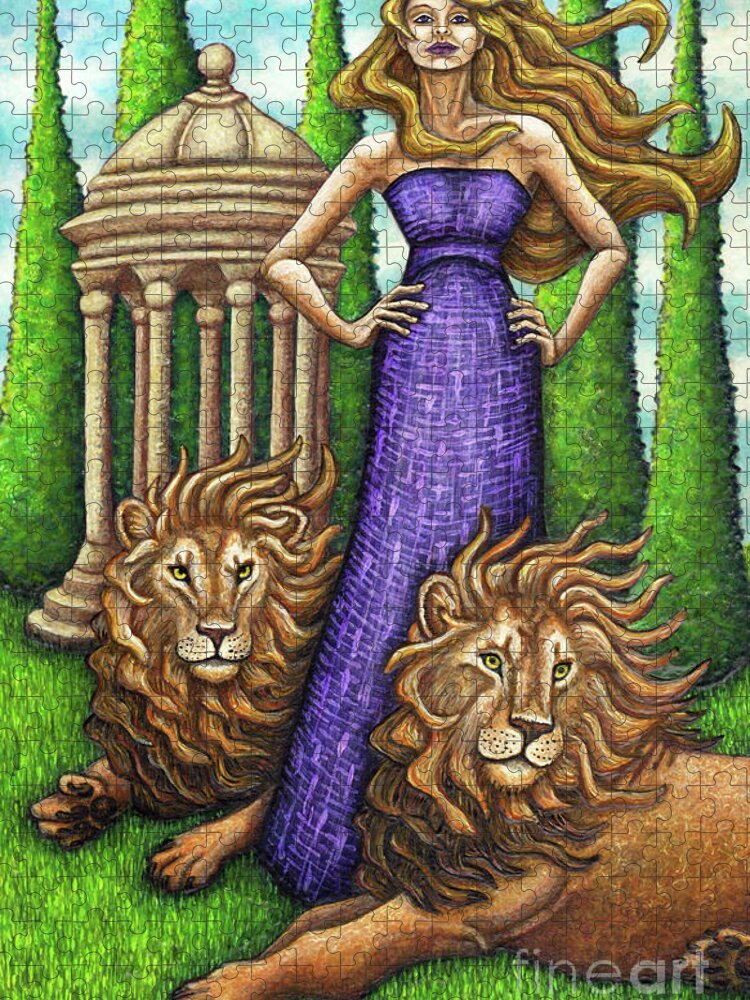 Cat Lady Jigsaw Puzzle featuring the painting Proud Lions by Amy E Fraser