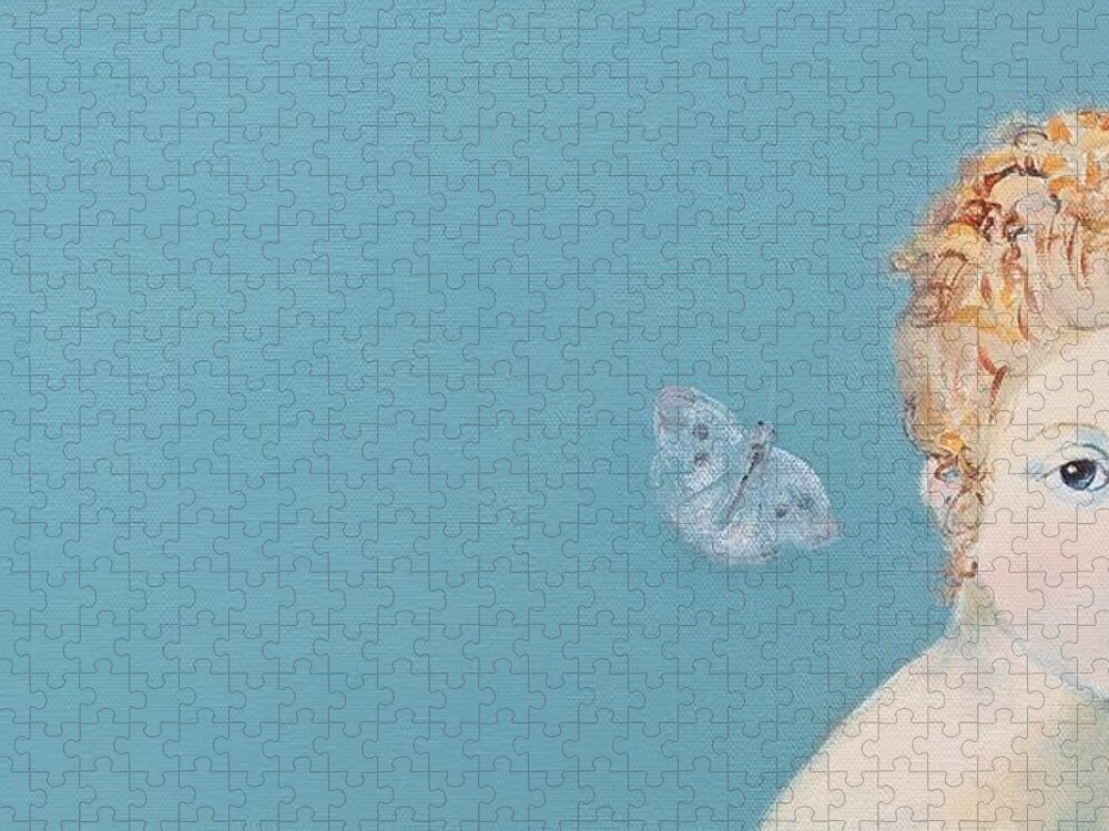 Unusual Crop Jigsaw Puzzle featuring the painting Psyche and Cupid by Jodie Marie Anne Richardson Traugott     aka jm-ART