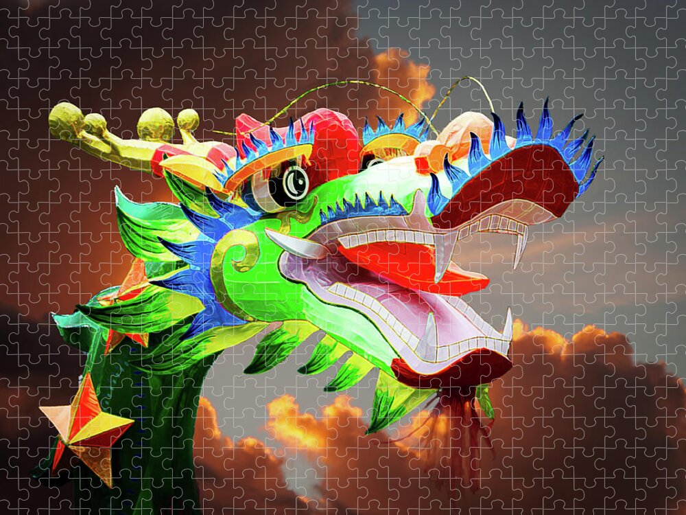 Chinese Dragon Jigsaw Puzzle featuring the photograph Psychedelic Chinese Dragon by Philip Norton