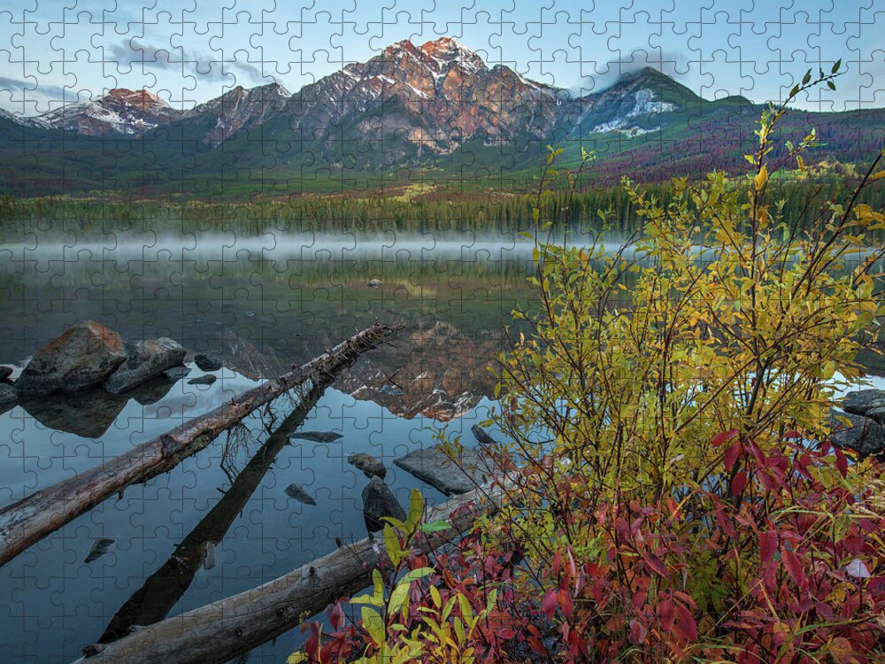 00575342 Jigsaw Puzzle featuring the photograph Pyramid Mountain From Pyramid Lake, Jasper National Park, Alberta, Canada by Tim Fitzharris
