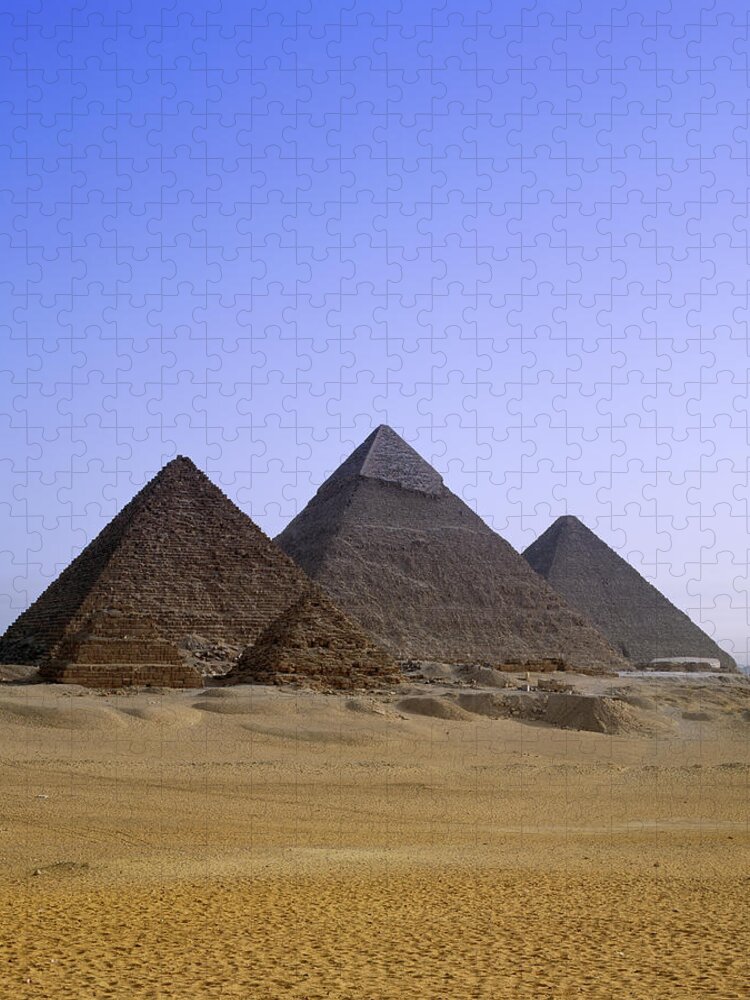 Clear Sky Puzzle featuring the photograph Pyramids In Desert Landscape, Close Up by Stephen Studd