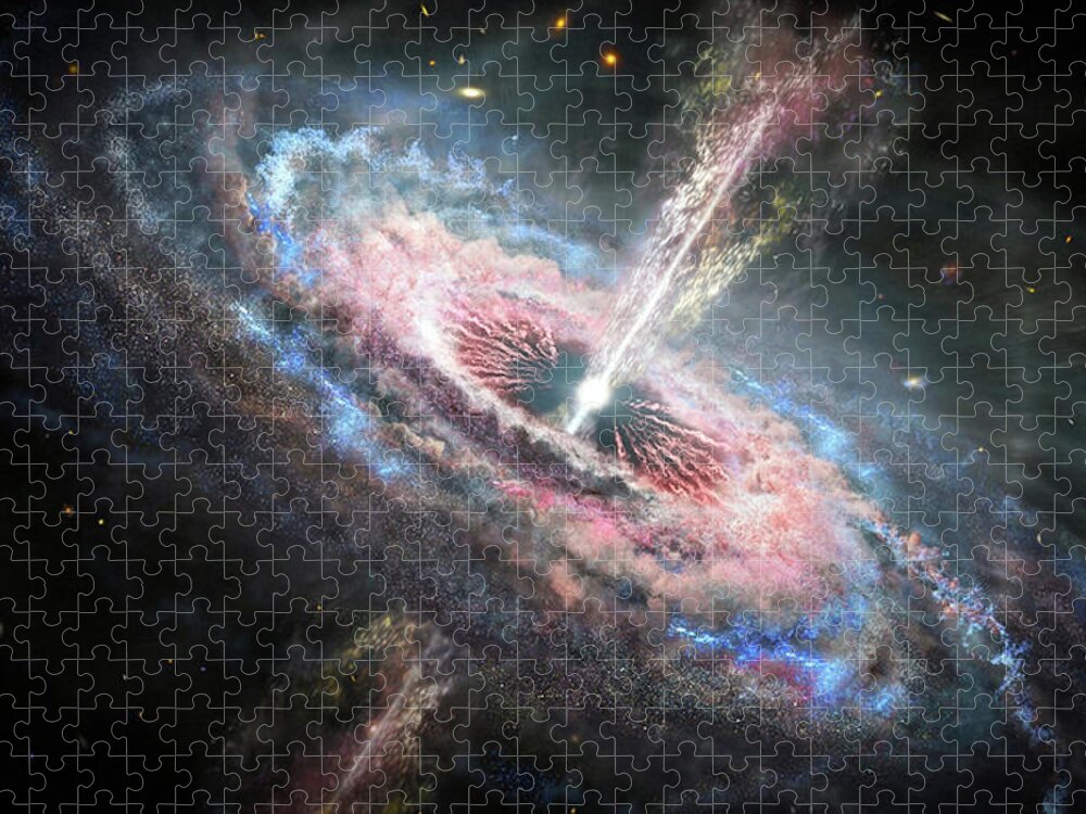 Abstract Jigsaw Puzzle featuring the photograph Quasar by Science Source