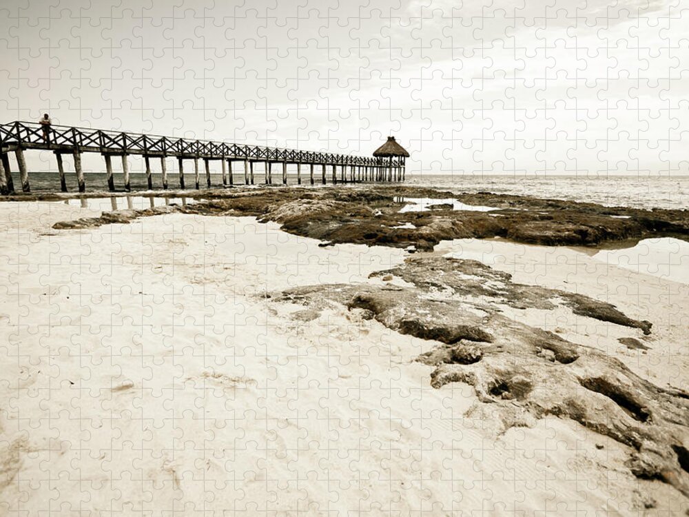 Seascape Jigsaw Puzzle featuring the photograph Quay At The Sea by Aguru