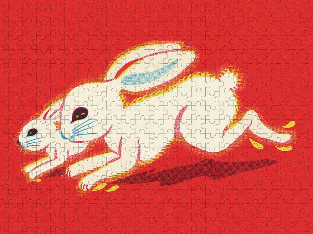 Activity Jigsaw Puzzle featuring the drawing Rabbit and Bunny Running by CSA Images