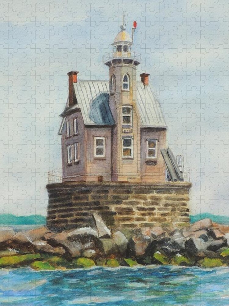 Race Rock Jigsaw Puzzle featuring the painting Race Rock Lighthouse by Patty Kay Hall