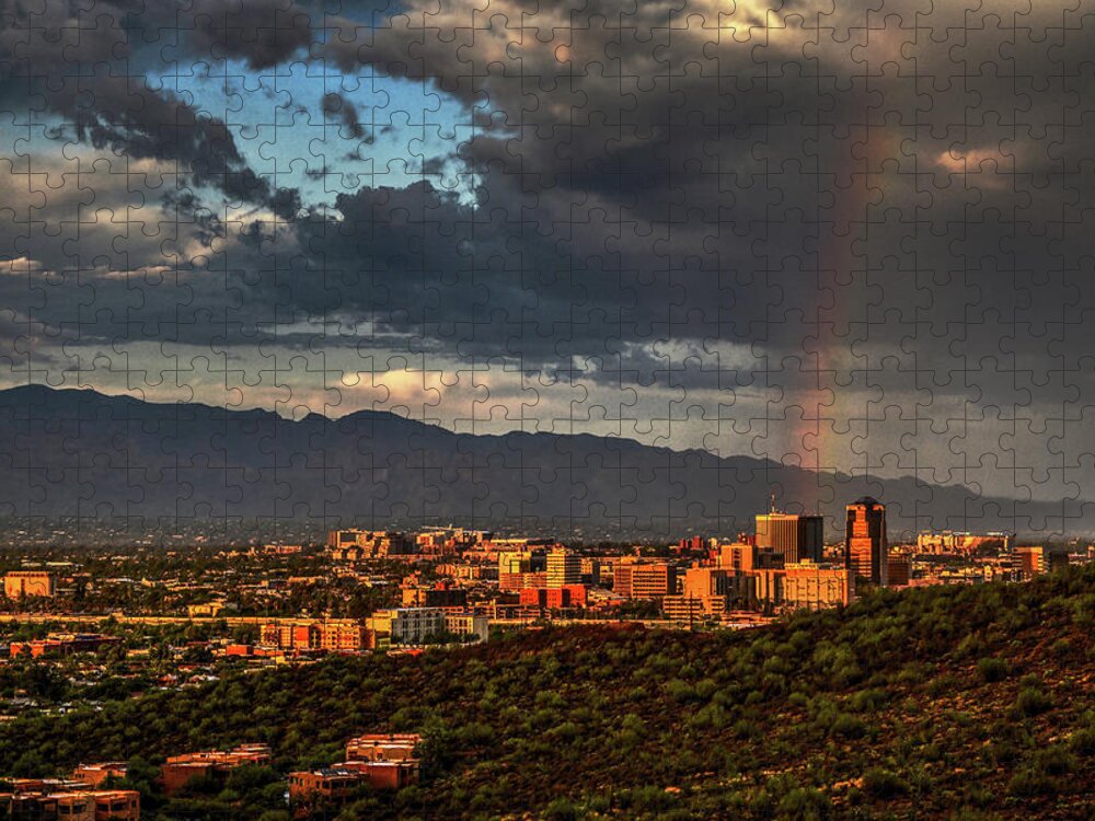 Tucson Jigsaw Puzzle featuring the photograph Rainbow over Tucson by Chance Kafka