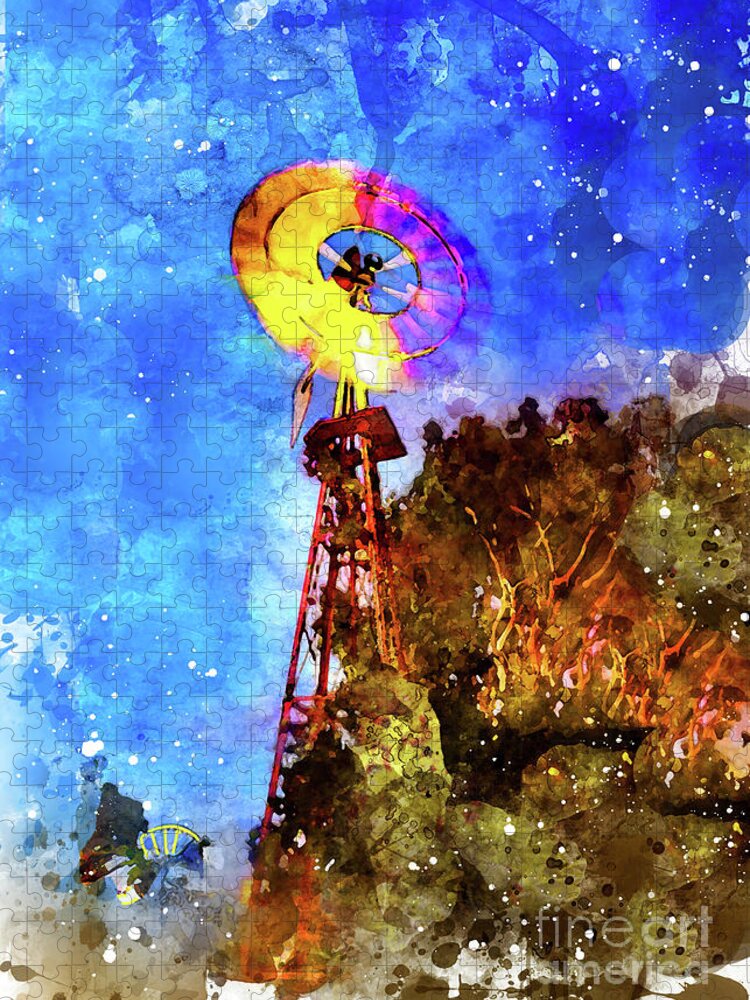 Windmill Jigsaw Puzzle featuring the photograph Rainbow Windmill by Mark Jackson