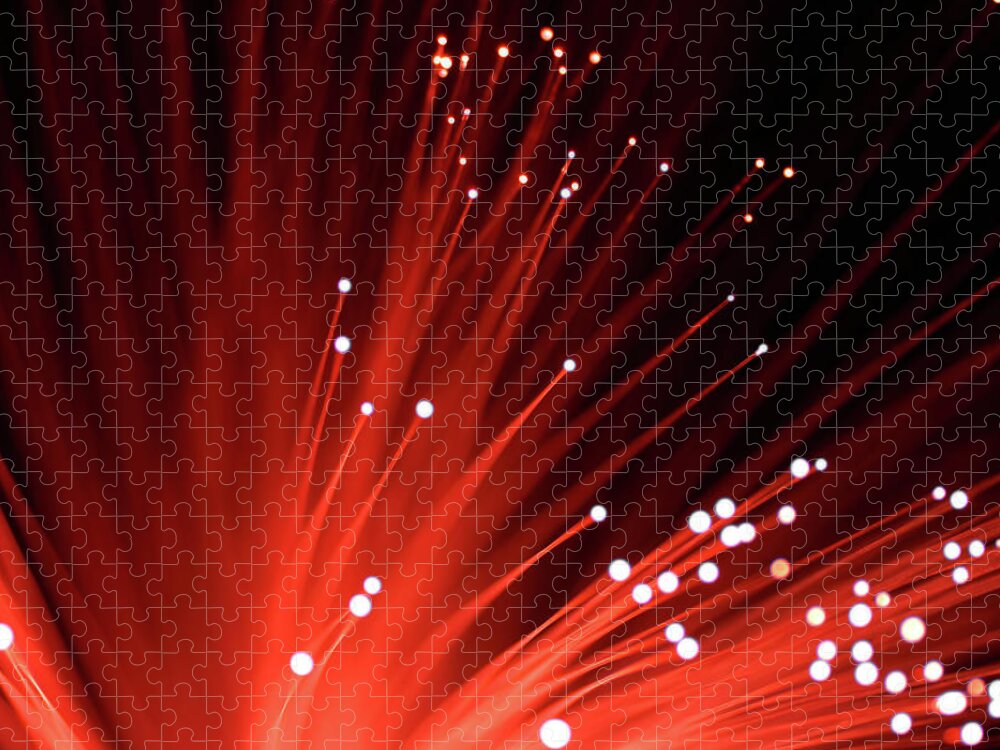 Internet Jigsaw Puzzle featuring the photograph Red Fiber Optics by The-tor