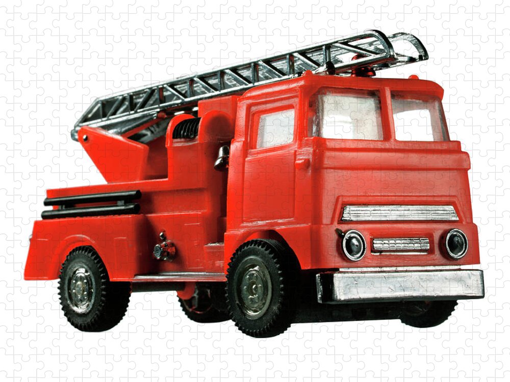 Automotive Jigsaw Puzzle featuring the drawing Red Fire Truck by CSA Images