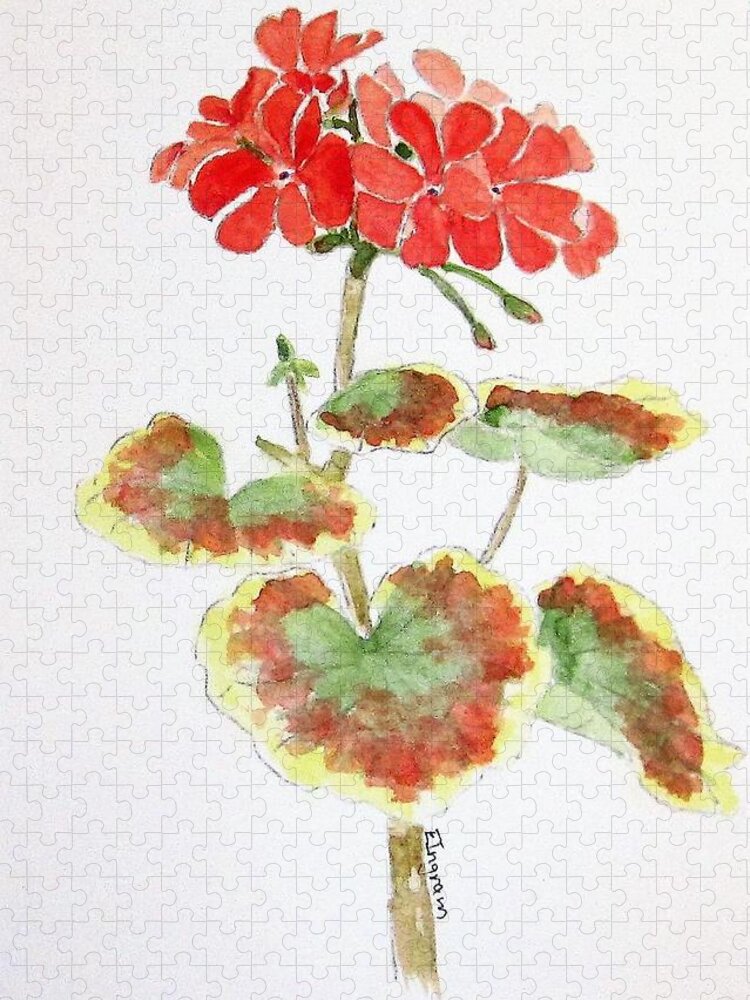 Pigment Two degrees Victor Red Geranium Jigsaw Puzzle by Elvira Ingram | Pixels