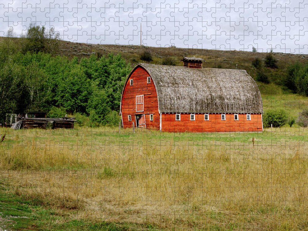 Barn Jigsaw Puzzle featuring the photograph Red Lodge MT Barn by Cathy Anderson