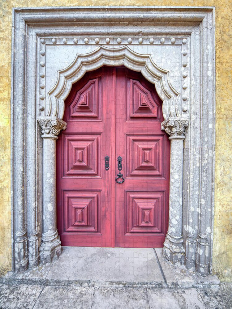 Door Jigsaw Puzzle featuring the photograph Red Medieval Door by David Letts