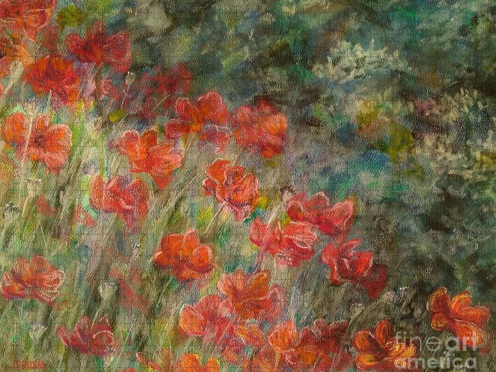 Red Jigsaw Puzzle featuring the pastel Red Poppies by Lisa Bliss Rush