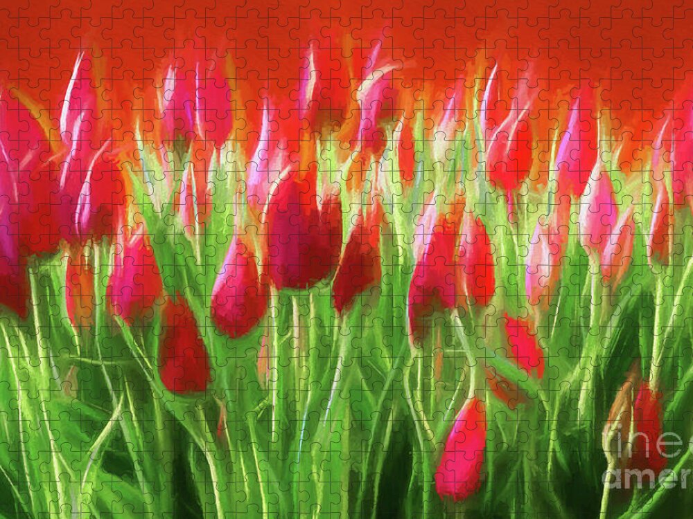 Wall Art Jigsaw Puzzle featuring the photograph Red Tulips by Philip Preston