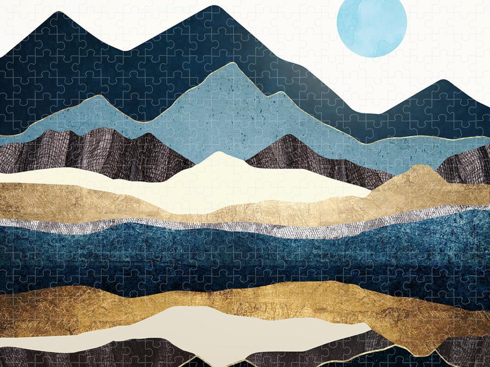 Digital Jigsaw Puzzle featuring the digital art Reflect Hills by Spacefrog Designs