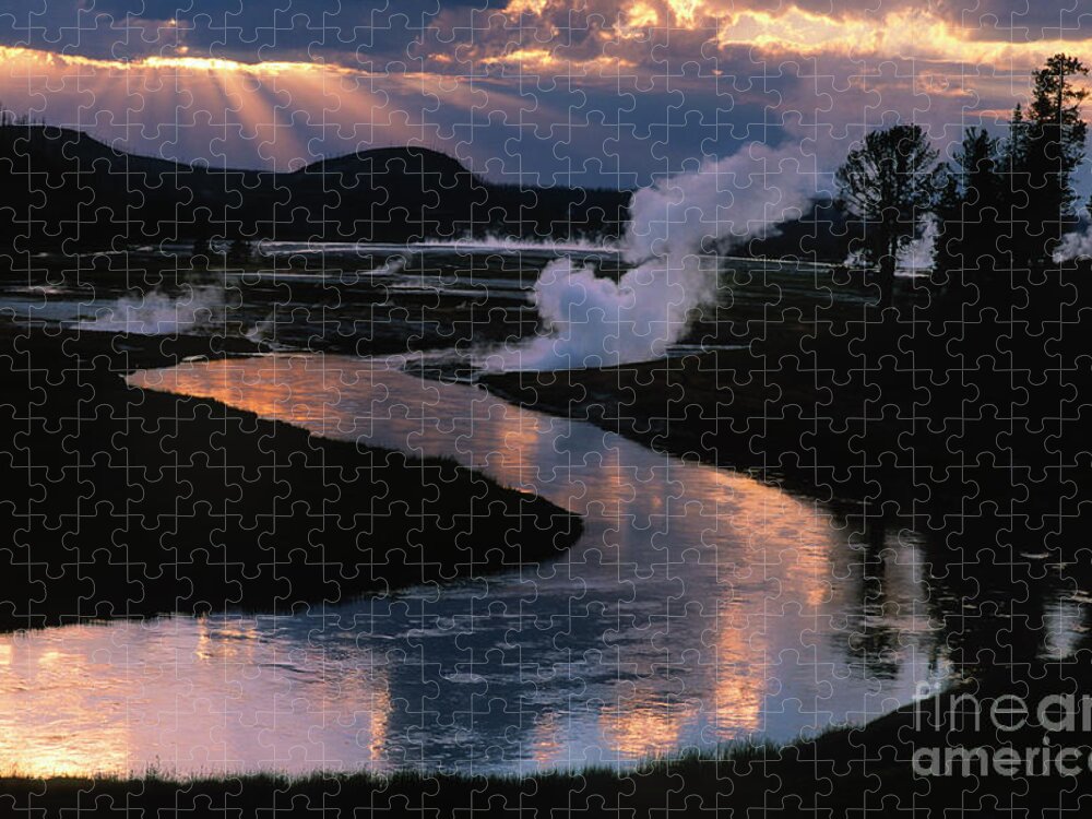 Landscape Jigsaw Puzzle featuring the photograph Reflections On The Firehole River by Sandra Bronstein