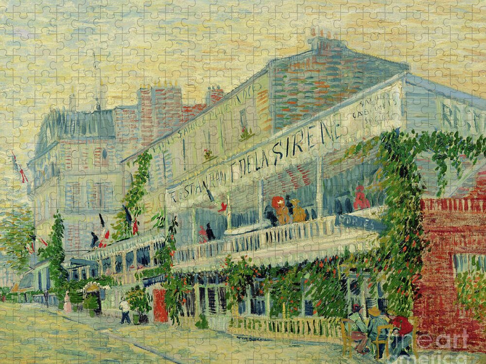 Restaurant Jigsaw Puzzle featuring the painting Restaurant De La Sirene At Asnieres, 1887 By Vincent Van Gogh by Vincent Van Gogh