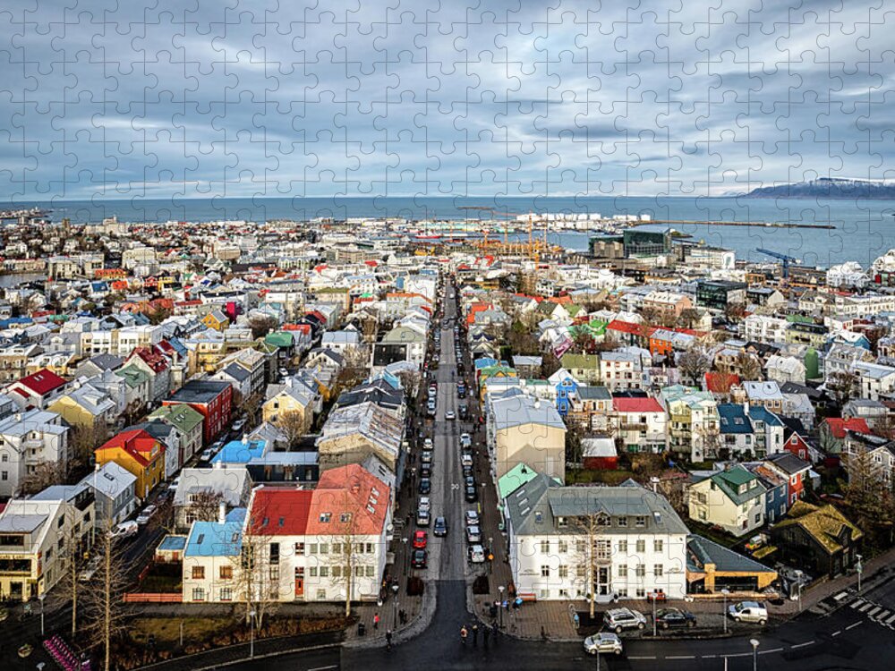 Hallgrimskirkja Jigsaw Puzzle featuring the photograph Reykjavik City 1 by Nigel R Bell