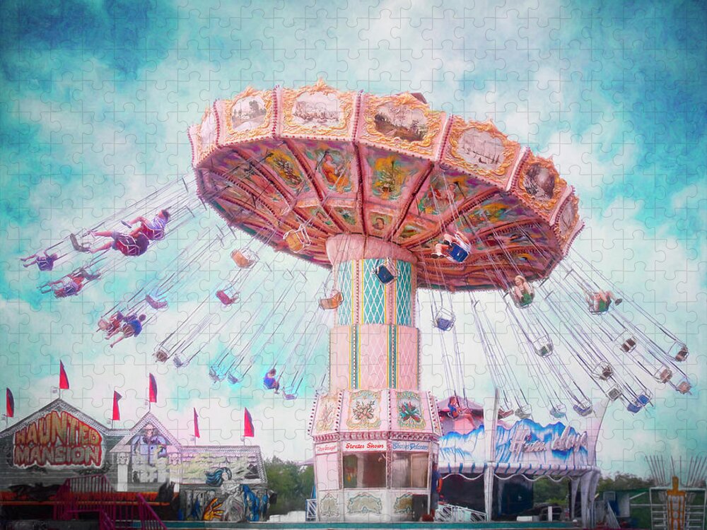 County Fair Jigsaw Puzzle featuring the digital art Ride the Sky-Painted Version by Tammy Wetzel