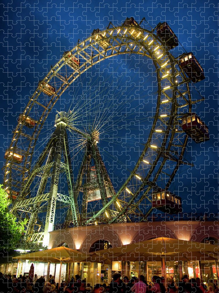 People Jigsaw Puzzle featuring the photograph Riesenrad Giant Ferris Wheel At Prater by Lonely Planet