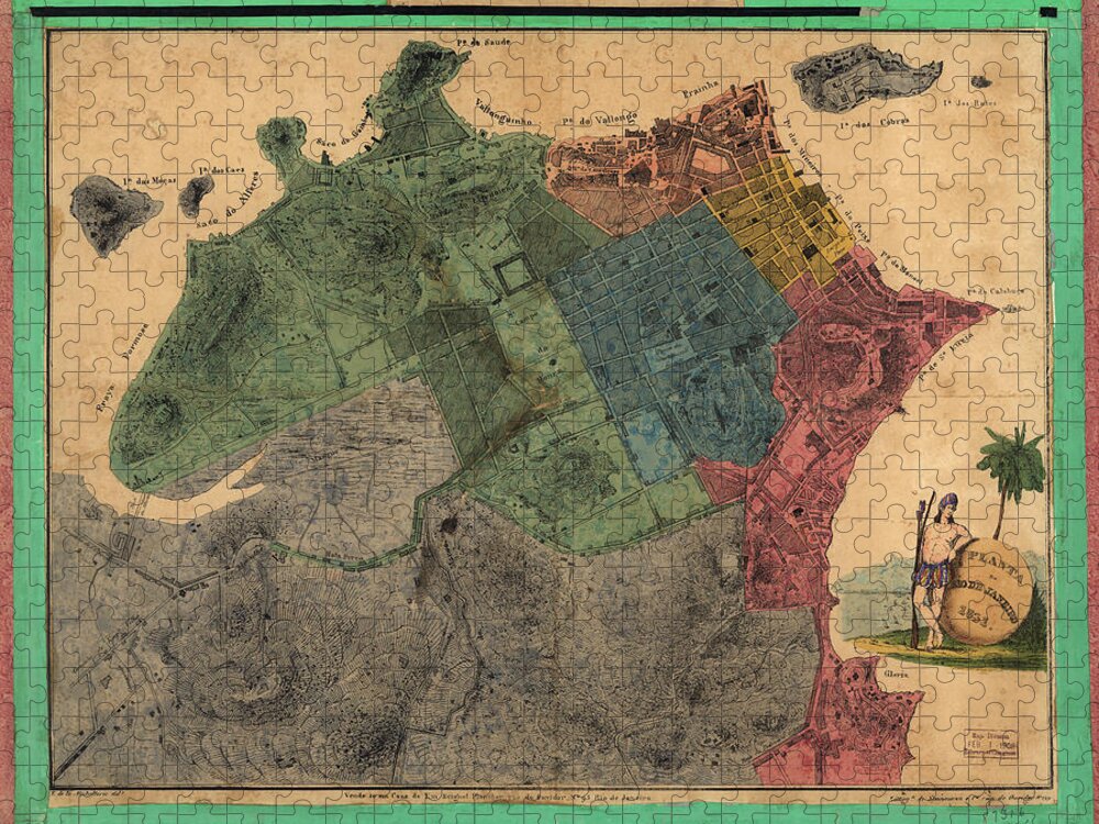 Atlas Jigsaw Puzzle featuring the painting Rio De Janiero, Capital do Brazil - 1831 by Michellerie