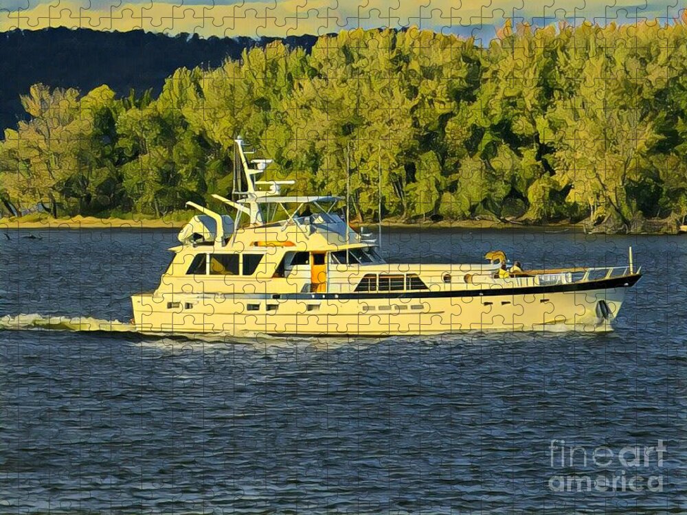 Mississippi River Jigsaw Puzzle featuring the painting River Cruiser by Marilyn Smith