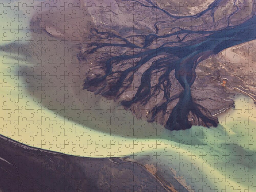 Viewpoint Jigsaw Puzzle featuring the photograph River Estuary, Glacial Melt, Hvammur by Peter Adams