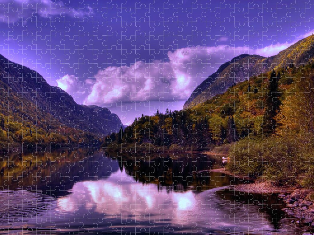 Tranquility Jigsaw Puzzle featuring the photograph Riviere Jacques-cartier by Jean Surprenant
