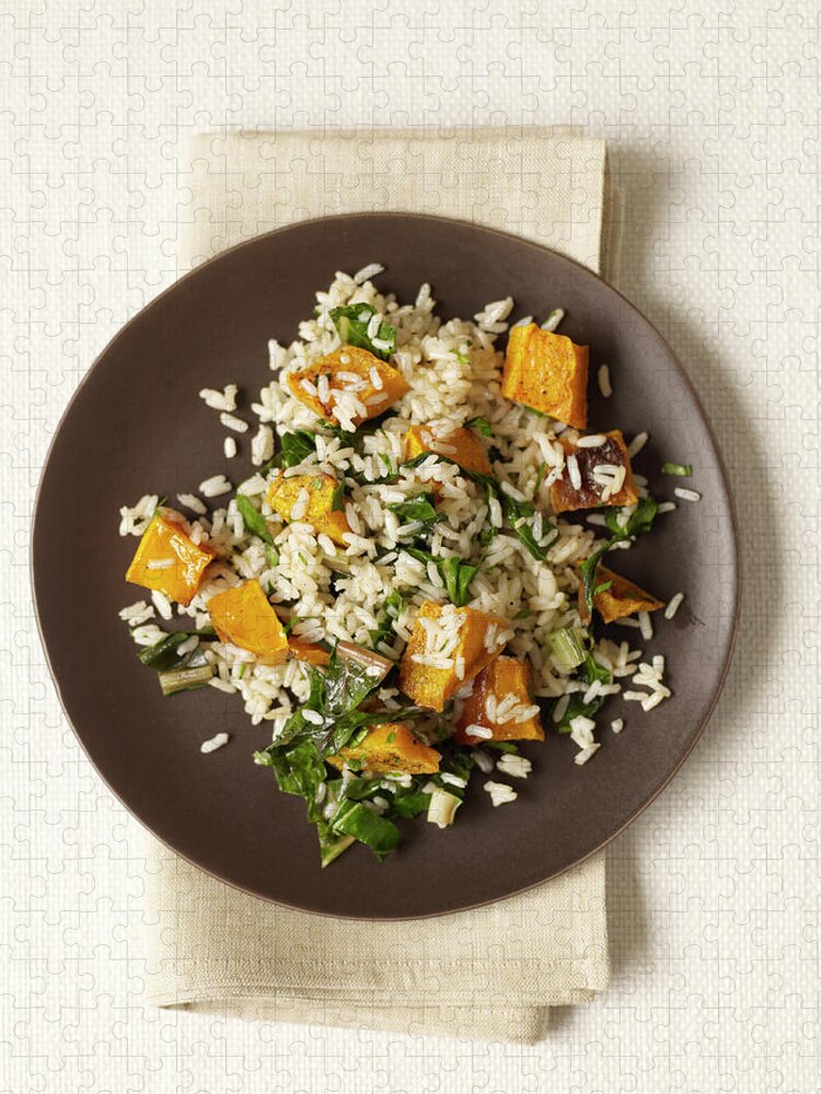 Napkin Jigsaw Puzzle featuring the photograph Roasted Butternut Squash Rice by James Baigrie