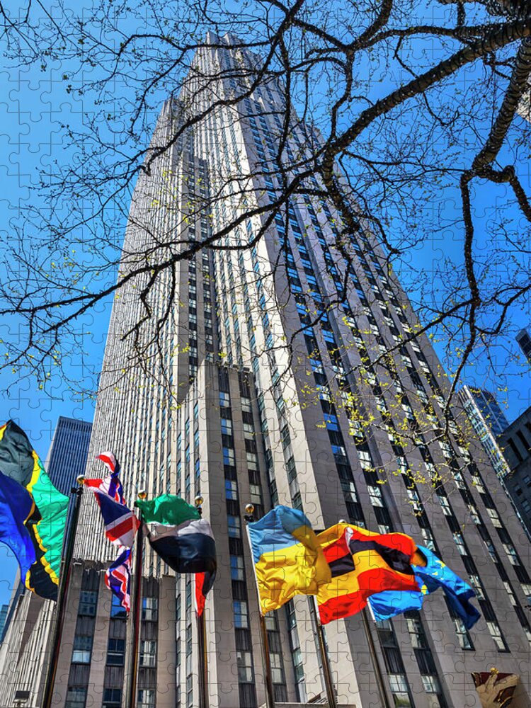 Estock Jigsaw Puzzle featuring the digital art Rockefeller Center, Nyc by Claudia Uripos