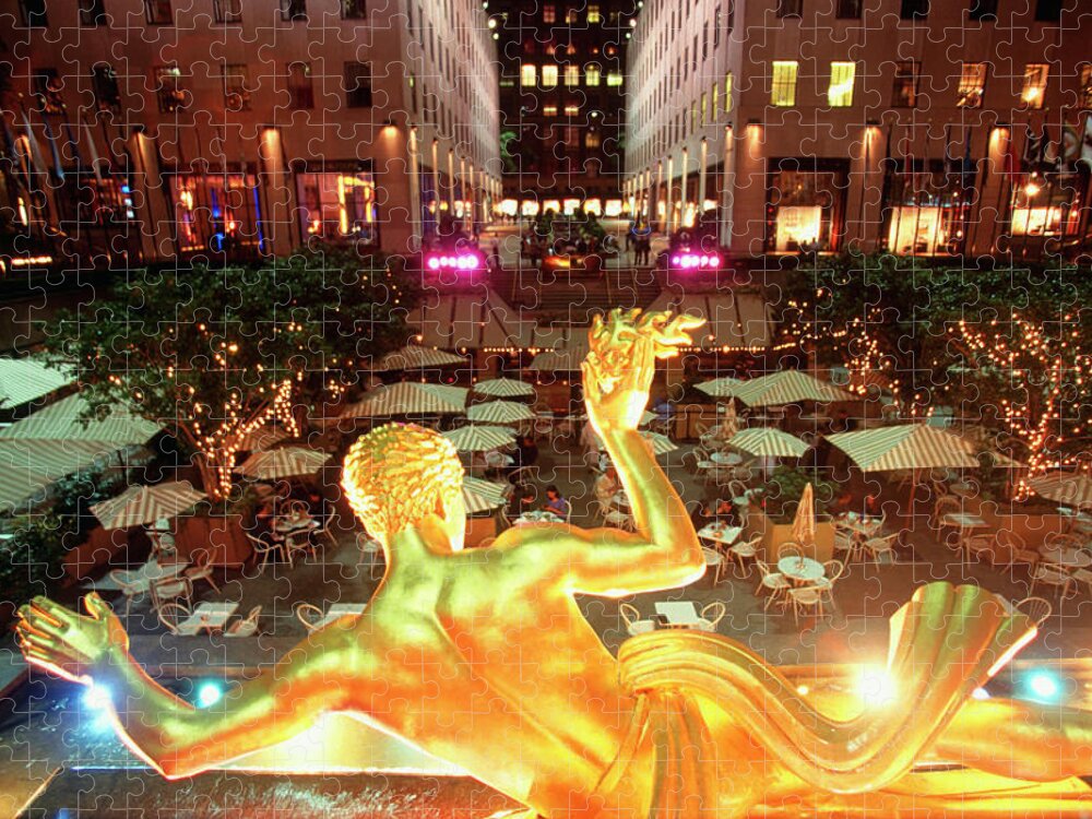 Estock Jigsaw Puzzle featuring the digital art Rockefeller Center, Nyc by Stefano Cellai