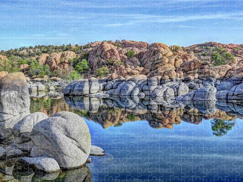 Watson Lake Jigsaw Puzzle featuring the photograph Rocks and Reflections by Donna Kennedy